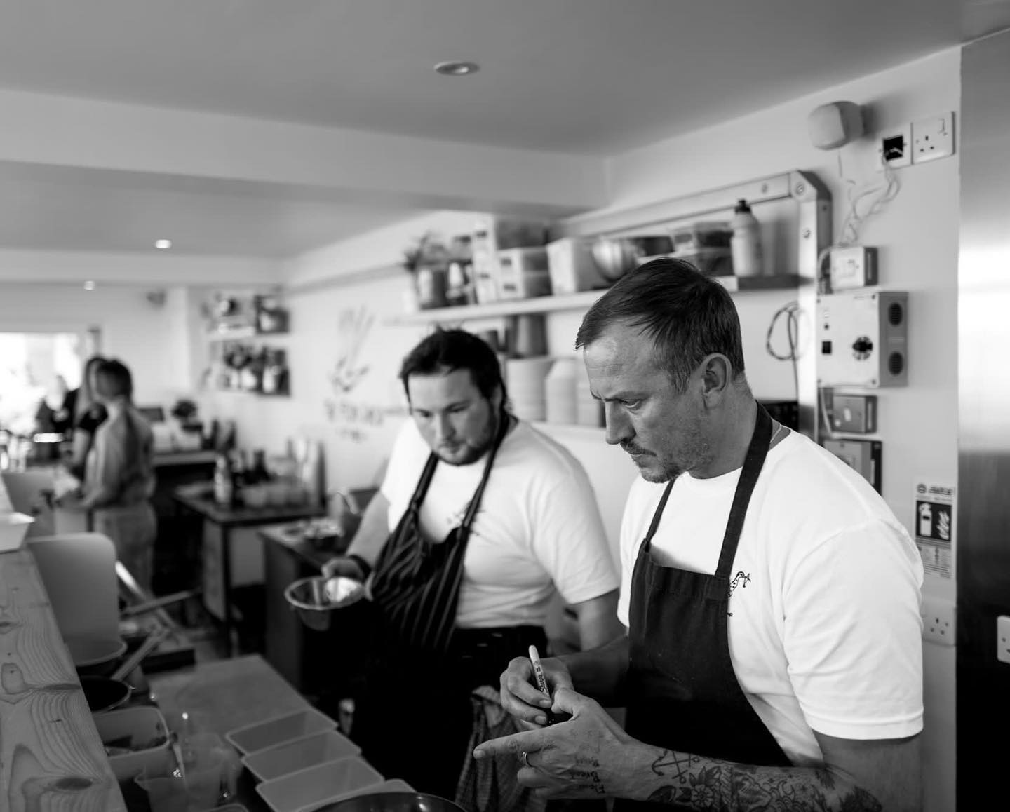 The Fish Shed kitchen team preparing for service